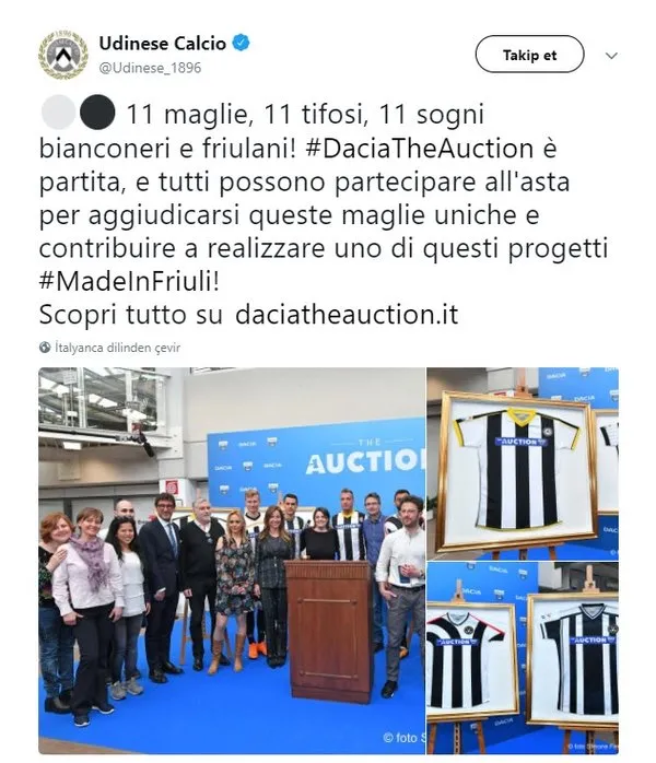 Udineseli futbolcular Lazio maçına 10 farklı forma ile çıktılar