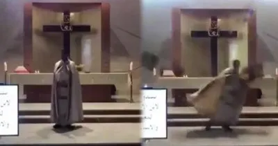 Beyrut’taki dev patlamada kilisede ayin yapan papazın kaçış anı kamerada | Video