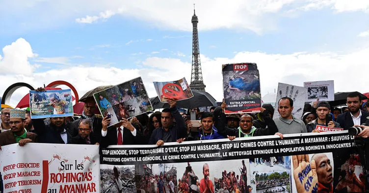 Paris’te Myanmar protestosu