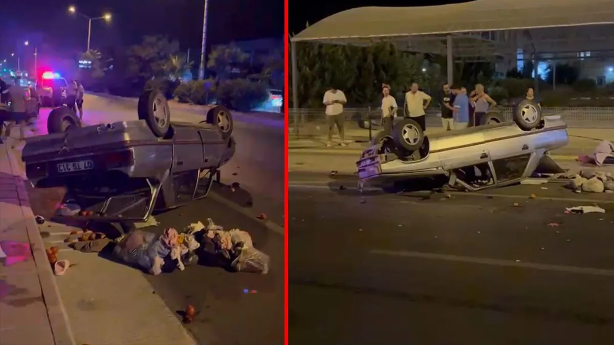 Mersin’de korkunç kaza! Park halinde araca çarpan otomobil ters döndü: Yaralılar var! Mersin’de korkunç kaza! Park halinde araca çarpan otomobil ters döndü: Yaralılar var!