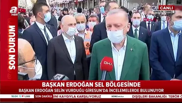 Son dakika haberi | Cumhurbaşkanı Erdoğan'dan Giresun'da sel felaketinin yaşandığı bölgede önemli açıklamalar | Video