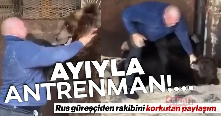 Rus dövüşçü, ayıyla antrenman yaptı
