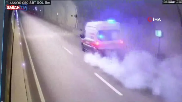 Ambulansın tünelde yanmadan önceki son görüntüleri ortaya çıktı | Video