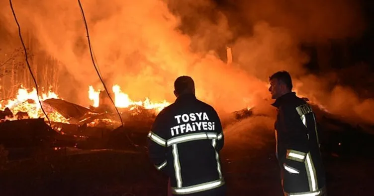 Tosya’da çıkan yangında 8 ev tamamen yandı