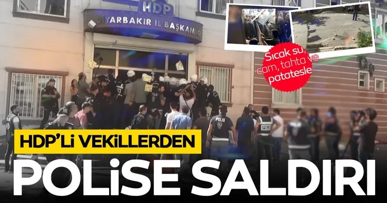 Aralarında vekillerin de olduğu HDP’lilerden polise sıcak su ve cam bardaklı saldırı