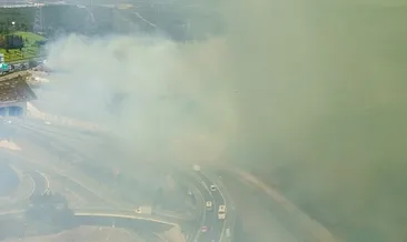 TEM Otoyolu’nu dumanlar kapladı! Eyüpsultan’da korkutan yangın