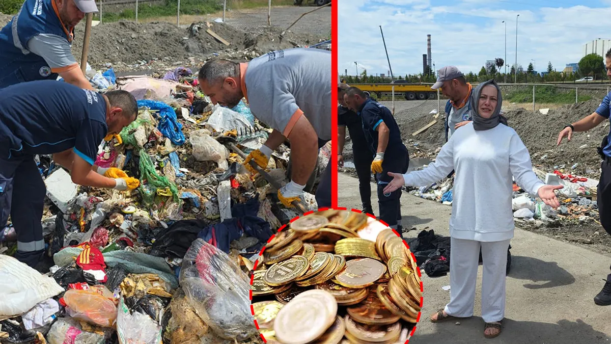 Zonguldak'ın Ereğli ilçesinde çöp kamyonu ve bir kadın figürü