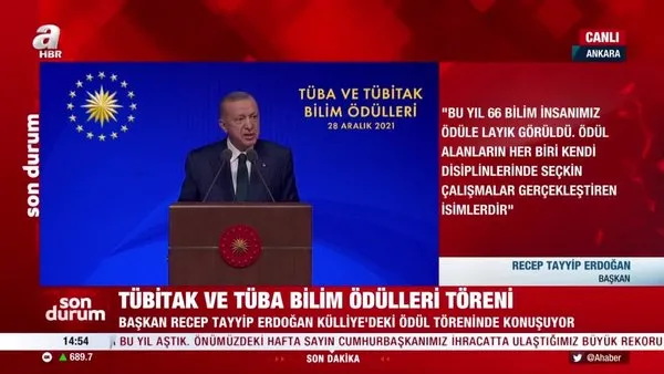 SON DAKİKA: Başkan Erdoğan'dan TÜBİTAK ve TÜBA Bilim Ödülleri töreninde önemli açıklamalar