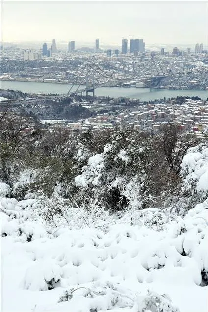Çamlıca Tepesi’nden kar manzarası