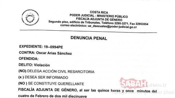 Kosta Rika’nın eski Devlet Başkanı Arias’a cinsel taciz suçlaması!