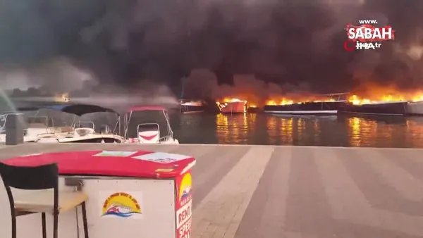 Hırvatistan’da marinadaki 22 tekne alev alev yandı | Video