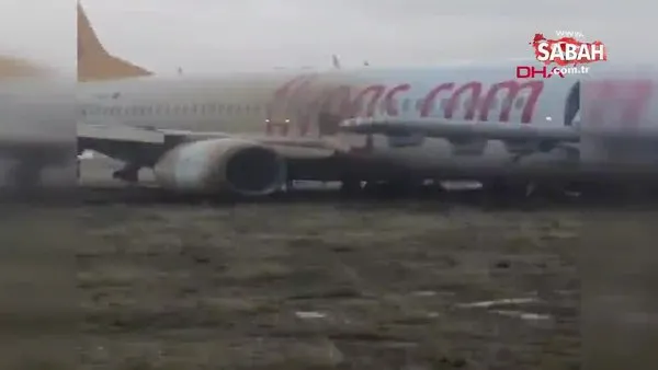 İstanbul Sabiha Gökçen Havalimanı'nda pistten çıkan uçağın yolcularının yaşadığı panik anı görüntüleri ortaya çıktı!