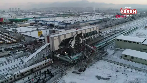 Ankara'daki Yüksek Hızlı Tren kazasının yaşandığı Marşandiz İstasyonu havadan böyle görüntülendi