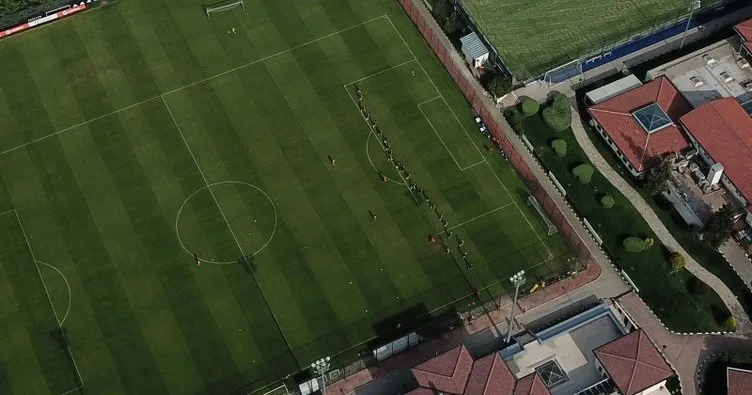 Beşiktaş’ın antrenmanı havadan görüntülendi