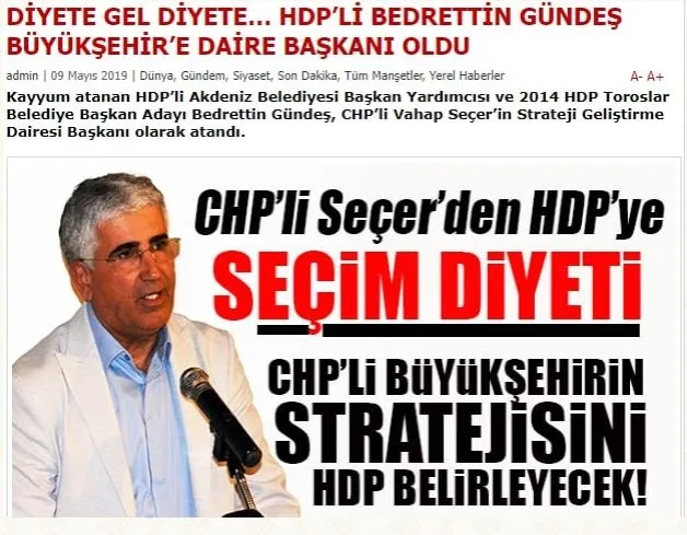 CHP’li Mersin Büyükşehir’de Basın Daire Başkanı Bedrettin Gündeş örgüt üyesi çıktı