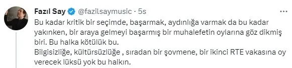 Muhalefetin Fazıl Say imtihanı; Muharrem İnce’ye ’GORİL’ benzetmesi