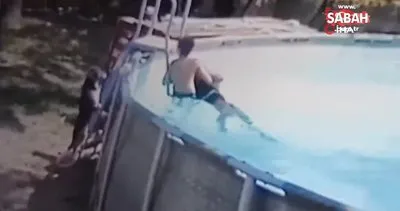 ABD’de havuzda nöbet geçiren kadını oğlu kurtardı | Video