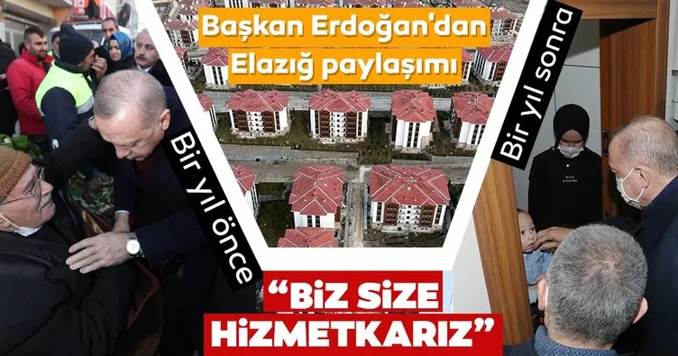Başkan Erdoğan’dan Elazığ’daki deprem konutları paylaşımı: Biz size hizmetkarız