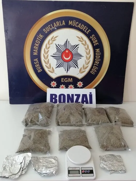 Uyuşturucu ticareti şüphelisi çift, 4 kilo bonzai ile yakalandı