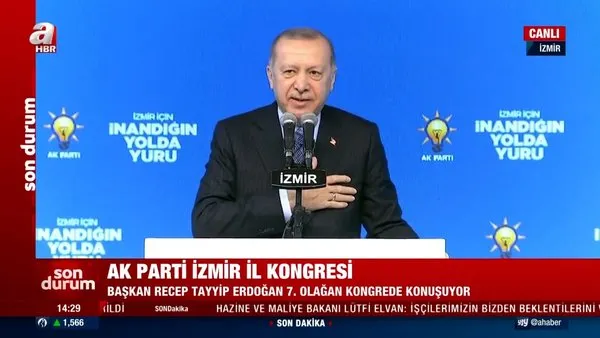 Cumhurbaşkanı Erdoğan'dan AK Parti 7. Olağan İzmir İl Kongresi'nde önemli açıklamalar (22 Şubat 2021 Pazartesi) | Video