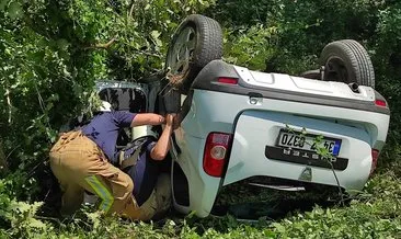 Çekmeköy’de kontrolden çıkan otomobil ormanlık alana uçtu: 1 yaralı
