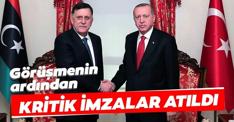 Cumhurbaşkanı Erdoğan’ın Fayez Al Sarraj’ı kabul etti