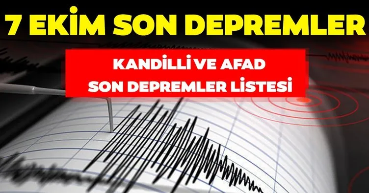 Son depremler! 7 Ekim AFAD ve Kandilli Rasathanesi en son depremler nerede oldu? İşte güncel liste