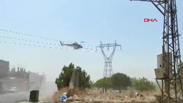 Şanlıurfa'da yüksek gerilim hattı helikopterle temizlendi, vatandaşlar paniğe kapıldı
