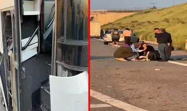 Bursa’da feci kaza! Otobüs bariyerlere çarptı: Muavin kopan kapıdan düşerek yola savruldu!