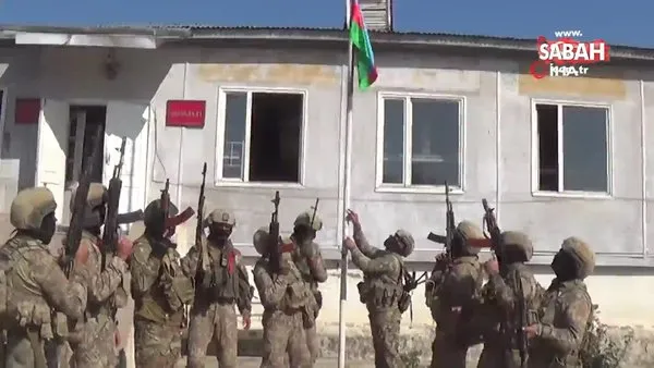 Ermenistan işgalinden kurtarılan Fuzuli kentine Azerbaycan bayrağı dikildi | Video