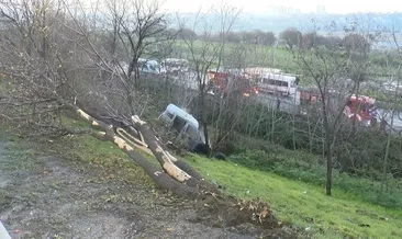 Şarampole uçan araç alev aldı: 1 ölü
