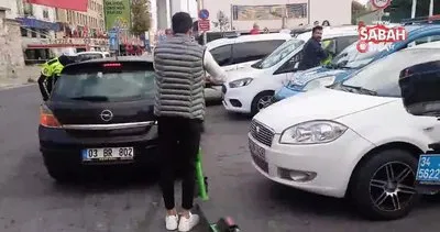 Ortaköy’de scooter denetiminde ilginç anlar: Scooterla kova taşıdı | Video