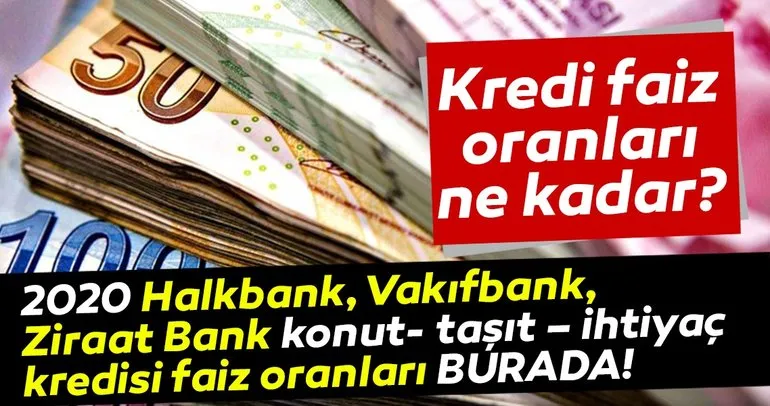 Son dakika haberi! Kredi faiz oranları ne kadar? 2020 Halkbank, Vakıfbank, Ziraat Bank konut- taşıt – ihtiyaç kredisi faiz oranları BURADA!