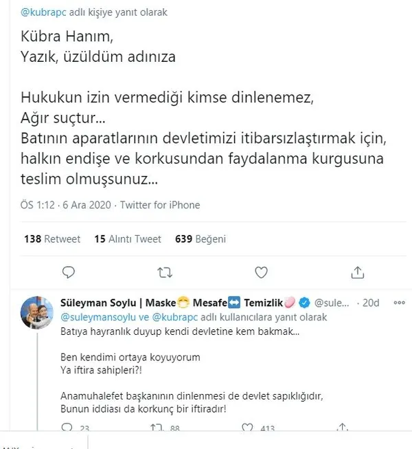 Bakan Soylu'dan Kılıçdaroğlu ve Kübra Par'a cevap: Adınıza üzüldüm! Suç duyurusunda bulunun