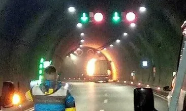 Sabuncubeli Tüneli, seyir halindeki bir tırın alev alması nedeniyle trafiğe kapandı