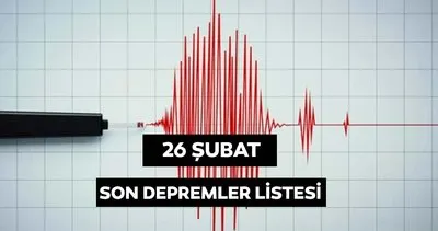 SON DAKİKA DEPREMLER CANLI TAKİP 26 ŞUBAT | En son deprem nerede oldu, kaç büyüklüğünde? AFAD - Kandilli Rasathanesi son depremler listesi