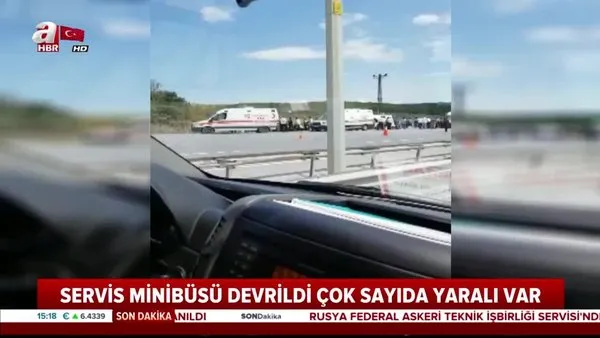 Kuzey Marmara Otoyolu'nda midibüs devrildi; çok sayıda kişi yaralandı