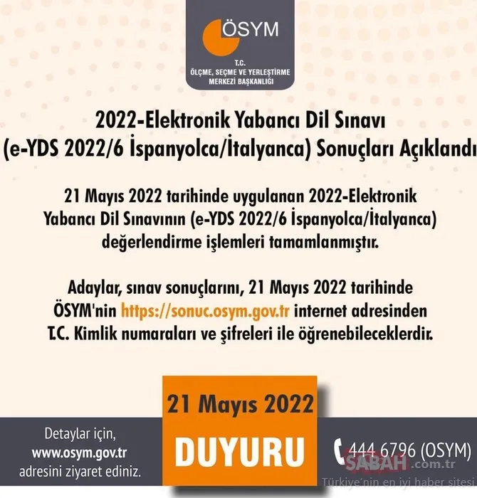 ÖSYM duyurdu, e-YDS sonuçları açıklandı! 2022 e-YDS Elektronik Yabancı Dil Sınavı sonuçları sorgulama ekranı!