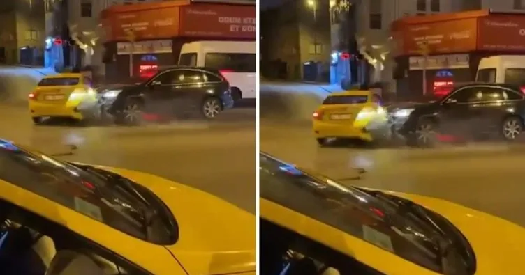 Görüntüler İstanbul’dan: Taksiyle kaçan kadını durdurmak için dehşet saçtı!