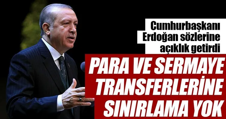 Para transferine kısıtlama yok