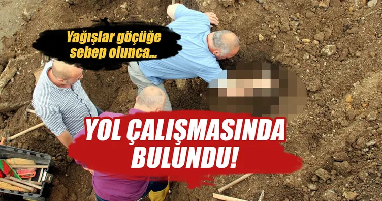 Yol çalışmasında 2 tarihi mezar bulundu