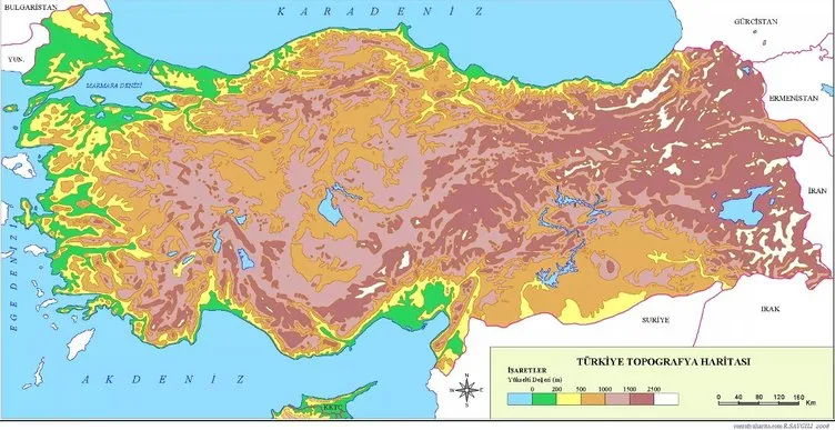 Türkiye Topografya Haritası - Türkiye Topografik Harita Yer Şekilleri, Özellikleri ve İşaretleri