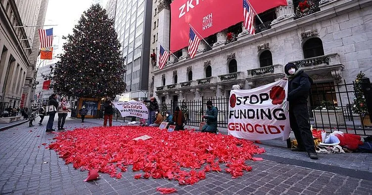 New York Borsası önünde Filistin’e destek gösterisi