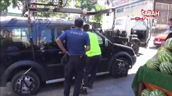 Silivri'de aracının çekilmesini istemeyen sürücü polise zor anlar yaşattı | Video