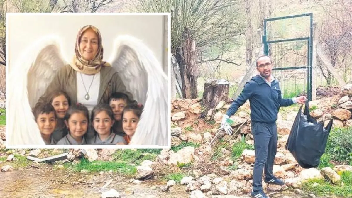 Ayla öğretmen için doğayı temizledi