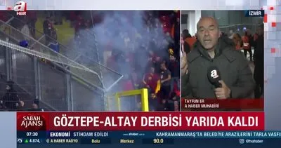 Göztepe-Altay derbisinde olay! Taraftara işaret fişeği atıldı, kaleciye korner direğiyle saldırıldı | Video