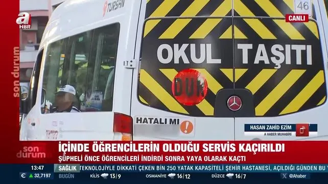 SON DAKİKA! İstanbul'da içinde öğrenciler olan servis aracı kaçırıldı | Video
