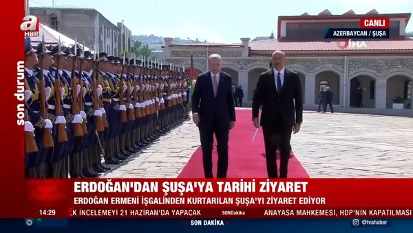 Azerbaycan'da tarihi anlar... Başkan Erdoğan İlham Aliyev'le Ermenistan işgalinden kurtarılan Suşa'da