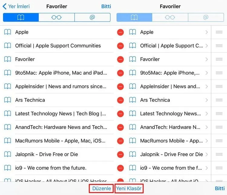 iPhone Safari’de Favoriler nasıl gizlenir?