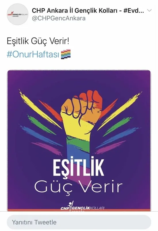 CHP’li siyasetçiler ve gençlik kollarından; lezbiyen, gey, biseksüellerle ilgili çalışmalar yapan LGBT Hareketi’ne destek!